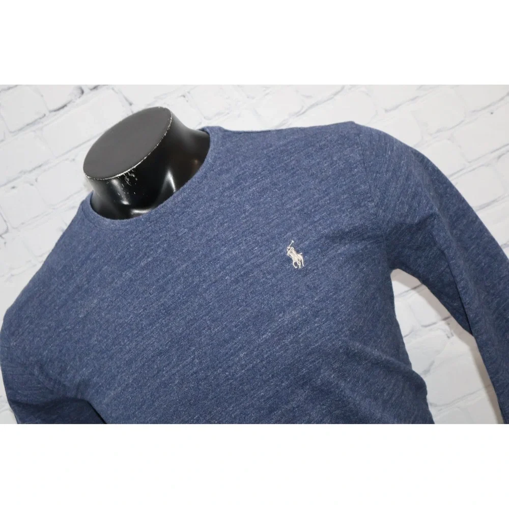 Polo Ralph Lauren T-Shirt Mens Large Short Length Blue Crew Cotton Heathered